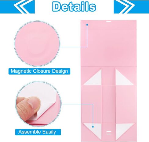 PATIKIL 9x6x4 Inch Magnetic Gift Box, Collapsible Paper Party Favor Boxes with Lid and Ribbon for Wedding Valentine's Day Birthday, Pink in Saudi Arabia