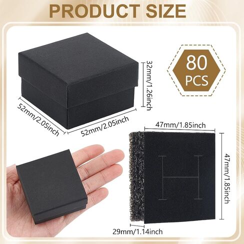 BENECREAT 80 Packs Black Jewelry Gift Boxes, Square Cardboard Ring Box, 2x2x1.26 Inch Paper Jewelry Boxes for Wedding Favor Gift Rings, Necklaces，Ring and Earrings in Saudi Arabia
