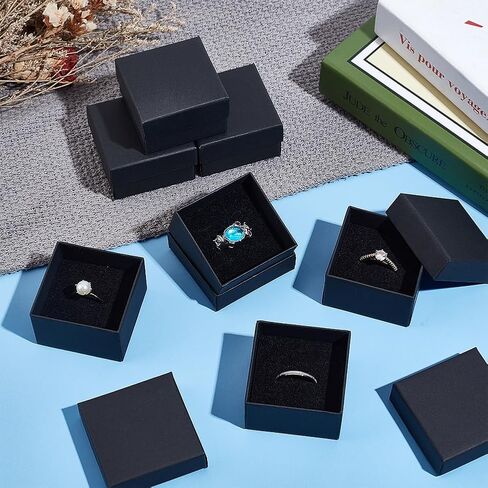 BENECREAT 80 Packs Black Jewelry Gift Boxes, Square Cardboard Ring Box, 2x2x1.26 Inch Paper Jewelry Boxes for Wedding Favor Gift Rings, Necklaces，Ring and Earrings in Saudi Arabia
