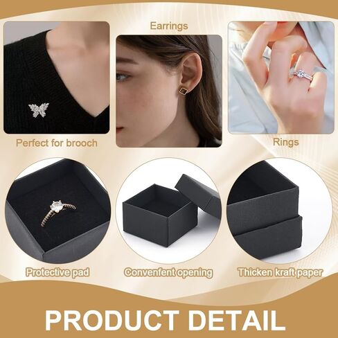 BENECREAT 80 Packs Black Jewelry Gift Boxes, Square Cardboard Ring Box, 2x2x1.26 Inch Paper Jewelry Boxes for Wedding Favor Gift Rings, Necklaces，Ring and Earrings in Saudi Arabia