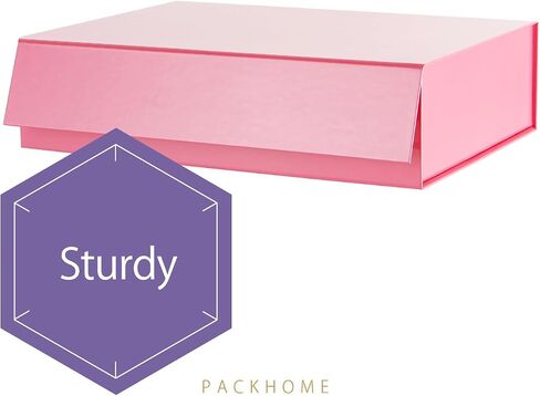PACKHOME Gift Box 11x7.8x2.3 Inches, Gift Box with Lid, Sturdy Shirt Box with Magnetic Lid for Wrapping Gifts(Glossy Pink) in Saudi Arabia