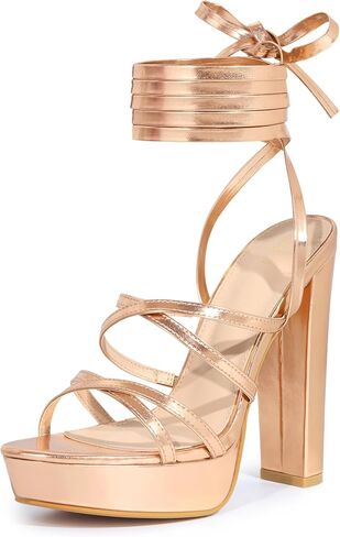 Perphy Platform Heels Block Strappy Heel Lace up Heel Sandals for Women in Saudi Arabia