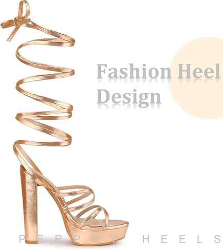 Perphy Platform Heels Block Strappy Heel Lace up Heel Sandals for Women in Saudi Arabia