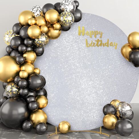 Silver Sequin Round Backdrop Cover 7.2ft Glitter Circle Backdrop Cover Sparkle Photo Backdrop for Birthday Party Baby Shower Wedding Prom Photography Background with 4 Clips in Kuwait