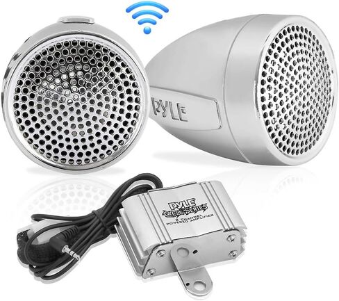 Pyle 300 Watt Weatherproof Motorcycle Speaker and Amplifier System w/ Two 2.25 Inch Waterproof Speakers, AUX IN- Handlebar Mount ATV Mini Stereo Audio Receiver Kit Set - Also for Marine Boat - PLMCA60 in Saudi Arabia