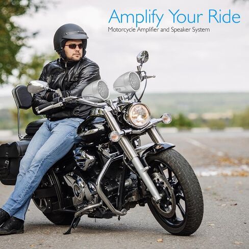 Pyle 300 Watt Weatherproof Motorcycle Speaker and Amplifier System w/ Two 2.25 Inch Waterproof Speakers, AUX IN- Handlebar Mount ATV Mini Stereo Audio Receiver Kit Set - Also for Marine Boat - PLMCA60 in Saudi Arabia