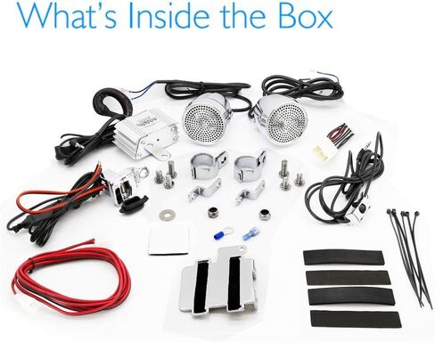 Pyle 300 Watt Weatherproof Motorcycle Speaker and Amplifier System w/ Two 2.25 Inch Waterproof Speakers, AUX IN- Handlebar Mount ATV Mini Stereo Audio Receiver Kit Set - Also for Marine Boat - PLMCA60 in Saudi Arabia