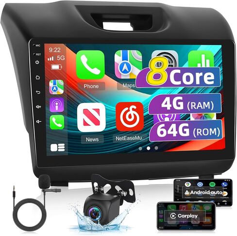 Car Radio for Isuzu D-MAX 2015-2018 MU-X 2015-2017 with Wireless Carplay & Android Auto - 8 Core Android 13 2+64G - 9 Inch Touchscreen Radio with WiFi & 32EQ DSP + AHD Rear View Camera in Saudi Arabia