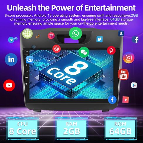 Car Radio for Isuzu D-MAX 2015-2018 MU-X 2015-2017 with Wireless Carplay & Android Auto - 8 Core Android 13 2+64G - 9 Inch Touchscreen Radio with WiFi & 32EQ DSP + AHD Rear View Camera in Saudi Arabia