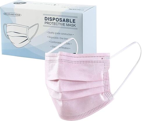 Pink Face Masks, 3-Ply, Disposable (12pk-50pk) in Saudi Arabia