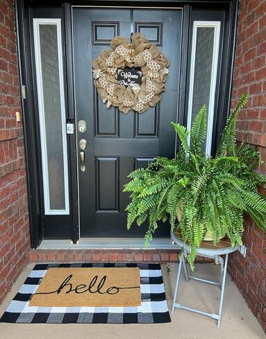 Buffalo Plaid Rug 2 x 3 ft Black White Checkered Door Mats for Entry Way, Front Porch, Kitchen, Farmhouse Carpet Cotton Washable Hand Woven Outdoor Rug in Saudi Arabia