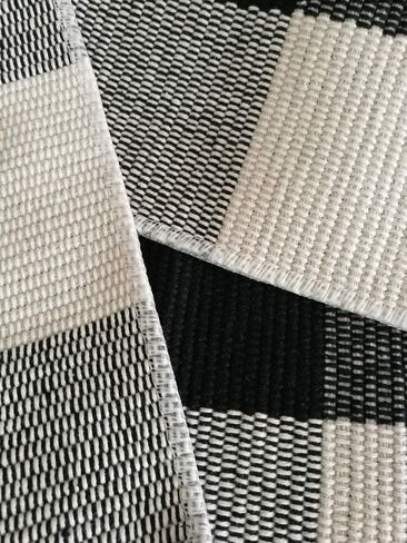 Buffalo Plaid Rug 2 x 3 ft Black White Checkered Door Mats for Entry Way, Front Porch, Kitchen, Farmhouse Carpet Cotton Washable Hand Woven Outdoor Rug in Saudi Arabia