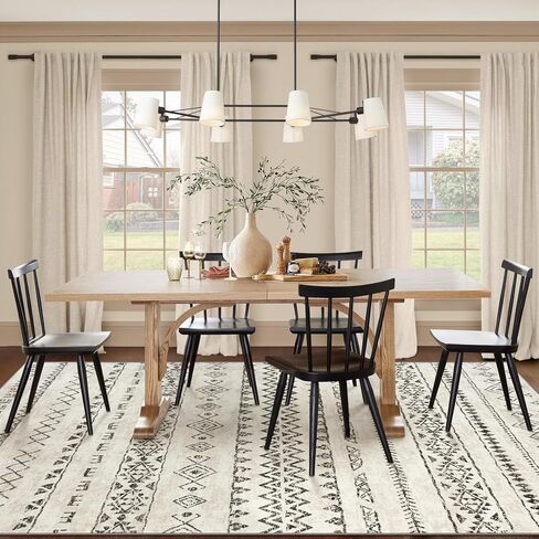 سجاد المنطقة 8x10 غرفة المعيشة: سجادة كبيرة ناعمة قابلة للغسل في الغسالة مع ظهر مانع للانزلاق سجادة أرضية داخلية هندسية مغربية لغرفة النوم تحت طاولة الطعام والمكتب المنزلي - رمادي/أخضر حكيم in Kuwait