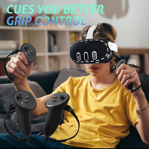 Silicone Cover Set Compatible with Meta Quest 3,VR Accessory Case for Meta Quest 3 (includes Controller Grip Leather Cover, Front Shell Headset Cover and Face Cover) in Saudi Arabia