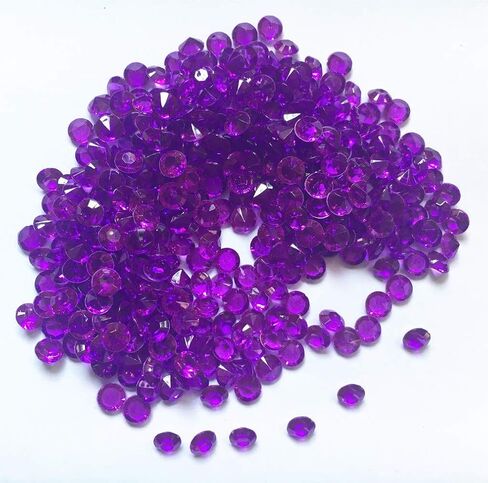 ألماس أكريليك، 8 مم من الأكريليك الملون ببلورات صناعية مستديرة، أحجار كريمة كنز، 0.3 بوصة من قصاصات الورق الكريستالية على سطح الطاولة لقصاصات الطاولة، ونثر الطاولة، وحشو المزهرية، وتزيين الحفلات (1000 قطعة أرجوانية) in Kuwait