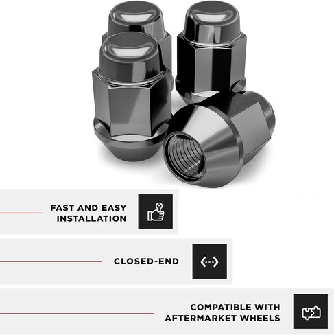 White Knight M12x1.50 Black Chrome Bulge Acorn Lug Nut, 4 Pack in Saudi Arabia
