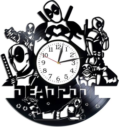Comics Gift Deathpool Clock Lp Vinyl Retro Record Wall Clock Exclusive Birthday Gift for Man Deathpool Art Movie Art Xmas Gift Idea for Boys Wall Clock Vintage in Saudi Arabia