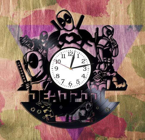 Comics Gift Deathpool Clock Lp Vinyl Retro Record Wall Clock Exclusive Birthday Gift for Man Deathpool Art Movie Art Xmas Gift Idea for Boys Wall Clock Vintage in Saudi Arabia