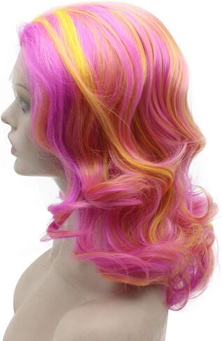 Mxangel Medium Long Wavy Heat Friendly Fiber Orange Lace front Cosplay Wig in Saudi Arabia