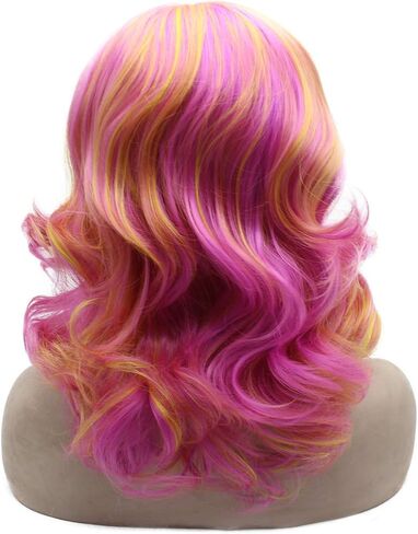 Mxangel Medium Long Wavy Heat Friendly Fiber Orange Lace front Cosplay Wig in Saudi Arabia
