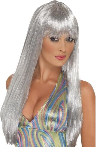 Smiffy's Women's Glitter Disco Wig Long Straight with Fringe in Saudi Arabia