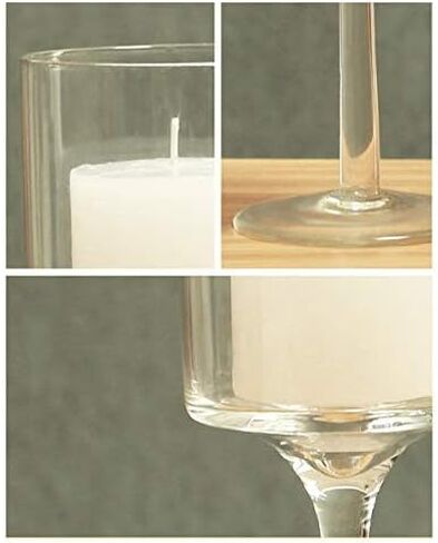 مجموعة سوهابي مكونة من 3 حوامل شموع زجاجية طويلة أنيقة، حامل شموع من الزجاج الشفاف، مثالية لتناول الطعام، وحفلات الزفاف، والحفلات، والمنزل، وديكور عيد الحب - أحجام مختلفة (3) in Kuwait