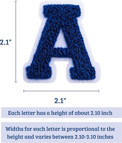 52 Pieces Iron-On Chenille Patches- Small A-Z Alphabet Varsity Letter Patches for Clothing, Fabrics, Jackets, Hats - Decorative Fuzzy Patches - White Felt Trim for Sew On (Blue), 52ROYBLU in Saudi Arabia