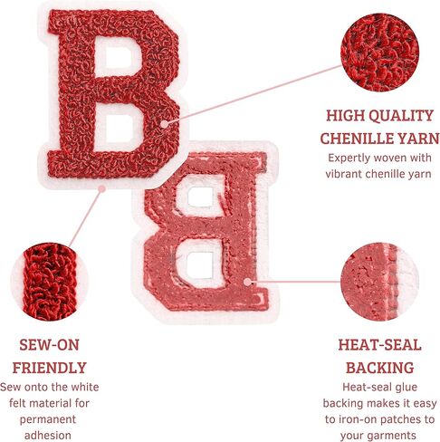 52 Pieces Iron-On Chenille Patches- Small A-Z Alphabet Varsity Letter Patches for Clothing, Fabrics, Jackets, Hats - Decorative Fuzzy Patches - White Felt Trim for Sew On (Blue), 52ROYBLU in Saudi Arabia
