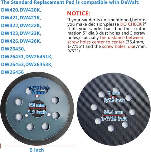 5 بوصة 8 حفرة ساندر استبدال الرملي الوسادة ل ديوالت ماكينة سنفرة مدارية هوك وحلقة استبدال ساندر الوسادة in Kuwait