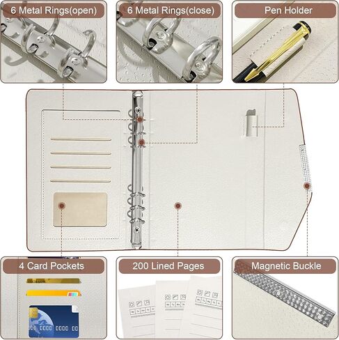 حافظة دفاتر ملاحظات Tree of Life مقاس A5، مجلة جلدية قابلة لإعادة الملء مكونة من 6 حلقات مع قلم، 200 صفحة 80 جرامًا للمتر المربع دفتر ملاحظات ورقي مبطن للرجال والنساء للكتابة اليومية للعمل والسفر - أزرق in Kuwait