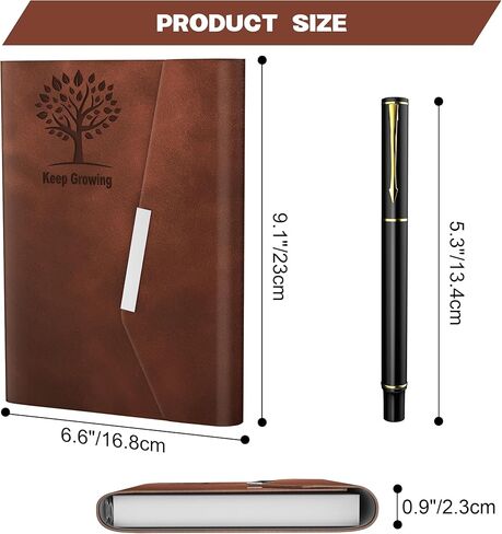 حافظة دفاتر ملاحظات Tree of Life مقاس A5، مجلة جلدية قابلة لإعادة الملء مكونة من 6 حلقات مع قلم، 200 صفحة 80 جرامًا للمتر المربع دفتر ملاحظات ورقي مبطن للرجال والنساء للكتابة اليومية للعمل والسفر - أزرق in Kuwait