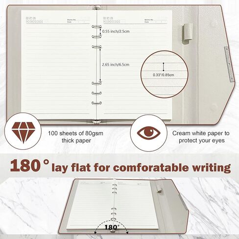 حافظة دفاتر ملاحظات Tree of Life مقاس A5، مجلة جلدية قابلة لإعادة الملء مكونة من 6 حلقات مع قلم، 200 صفحة 80 جرامًا للمتر المربع دفتر ملاحظات ورقي مبطن للرجال والنساء للكتابة اليومية للعمل والسفر - أزرق in Kuwait