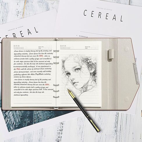 حافظة دفاتر ملاحظات Tree of Life مقاس A5، مجلة جلدية قابلة لإعادة الملء مكونة من 6 حلقات مع قلم، 200 صفحة 80 جرامًا للمتر المربع دفتر ملاحظات ورقي مبطن للرجال والنساء للكتابة اليومية للعمل والسفر - أزرق in Kuwait