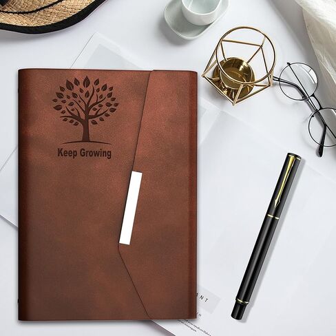 حافظة دفاتر ملاحظات Tree of Life مقاس A5، مجلة جلدية قابلة لإعادة الملء مكونة من 6 حلقات مع قلم، 200 صفحة 80 جرامًا للمتر المربع دفتر ملاحظات ورقي مبطن للرجال والنساء للكتابة اليومية للعمل والسفر - أزرق in Kuwait
