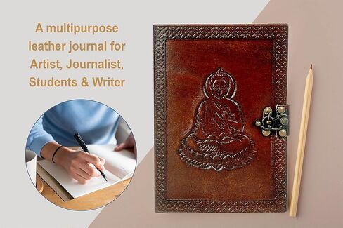 Leather Journal Writing Notebook Blank Buddha Sketchbook Bound Daily Notepad Handmade Antique Gift For Men And Women in Saudi Arabia