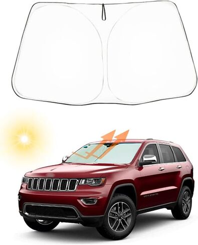 Auto Windshield Sun Shade Custom Fit for Jeep Compass 2017-2023 Foldable Car Front Window Sunshade Interior Accessories Sun Visor Protector Reflective Cover Block UV Rays & Sun Heat(Black) in Saudi Arabia