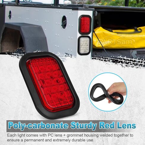 Partsam 5x3 Led Tail Lights 12 LED Rectangular Truck Trailer Stop Turn Tail Lights Red 5"x3" Flush Mount Replacement in Saudi Arabia