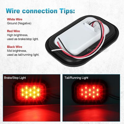 Partsam 5x3 Led Tail Lights 12 LED Rectangular Truck Trailer Stop Turn Tail Lights Red 5"x3" Flush Mount Replacement in Saudi Arabia