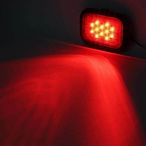 Partsam 5x3 Led Tail Lights 12 LED Rectangular Truck Trailer Stop Turn Tail Lights Red 5"x3" Flush Mount Replacement in Saudi Arabia