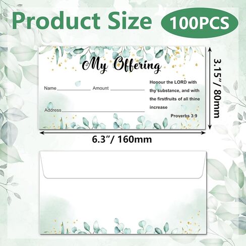 100 PCS Offering envelopes for church Tithing envelopes Donation envelopes My offering bill size blank envelopes for religious occasions church supplies for bill checks in Saudi Arabia