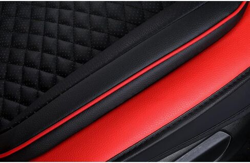 أغطية مقاعد السيارة الجلدية المريحة 5 مقاعد مجموعة كاملة تناسب الجميع (أسود ووردي) in Kuwait