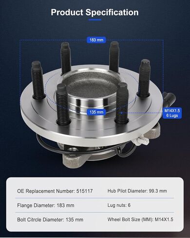 ECCPP Replacement For Wheel Bearing and Hub Assembly 2WD Only For Ford F-150 2009-2011 Professional Grade Wheel Hubs 6 Lugs W/ABS 515117x2 in Saudi Arabia