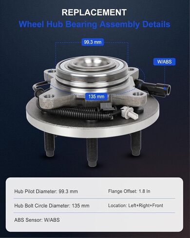 ECCPP Replacement For Wheel Bearing and Hub Assembly 2WD Only For Ford F-150 2009-2011 Professional Grade Wheel Hubs 6 Lugs W/ABS 515117x2 in Saudi Arabia