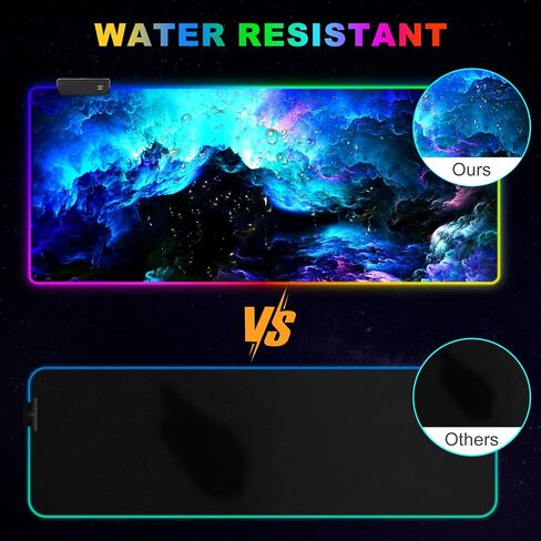 ARTSO RGB Gaming Mouse Pad Large, Extended LED Mouse Mat XXL 35.4x15.7 inch, 14 Lighting Modes, 2 Brightness, Non-Slip Rubber Base Mousepad Waterproof Keyboard Mat,Universe Space Starry Sky in Saudi Arabia