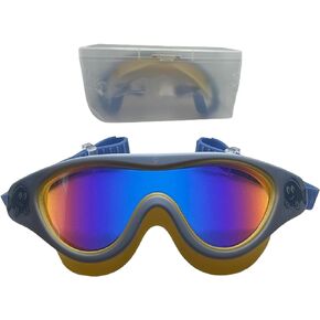 Kids Swimming Mask Anti-Fog UV Projection Mirrored Swim Goggles for Boys and Girls, One Size, Blue in Saudi Arabia