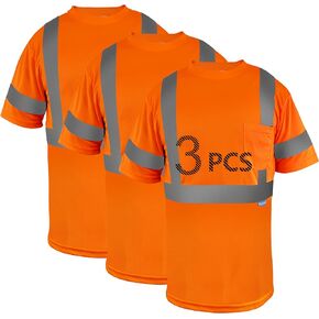Safety Shirt Short Sleeve High Visibility Reflective Breathable T Shirt for Work Warehouse Construction Class 3