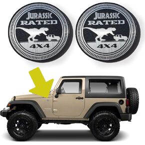 Custom Emblem for Jurassic Rated Jeep Style Fender Badge, Matte Black