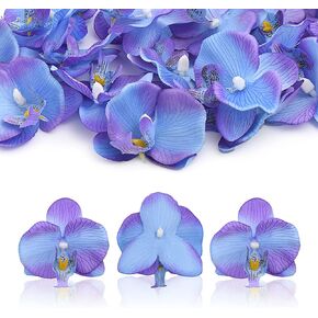 Artificial Silk Phalaenopsis Flower Heads, Fake Butterfly Orchid Heads Vase Fillers for Home Office Wedding Party Floral Bouquet Decor DIY Craft Making Home Bar Restaurant Decor (20pcs Blue)…