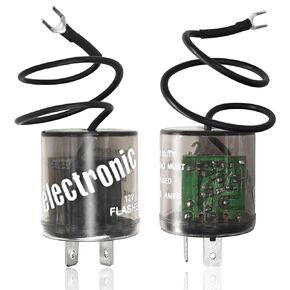 LED Flasher Relay 2 Pin 12V (Set of 2), Turn Signal Flasher Relay with Ground Wire - 2 Pin Heavy Duty 12V LED Flasher Relay Compatible Automobile Motorcycle