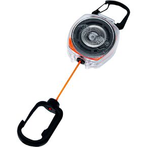 KEY-BAK Key-Connect 24" Retractable Keychain Dual Carabiner Belt Clip Key Holder That Holds Up To 5 Keys, Clear Case Orange Cord